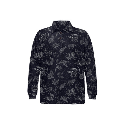 Zodiac Print Design LKS304 Long Sleeve Polo Shirt For Men's