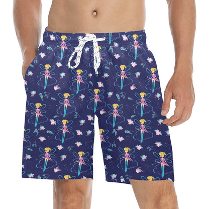 Fairy Cartoon Style Print Pattern Men's Swim Trunks Beach Shorts