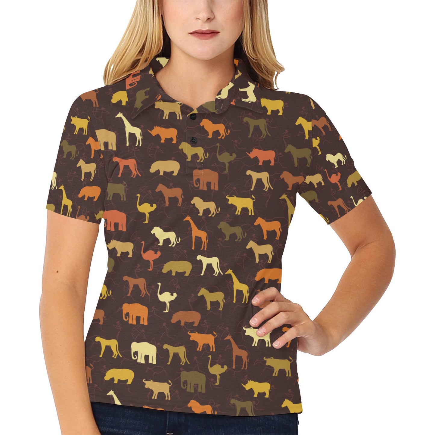 Safari Animal Print Design LKS301 Women's Polo Shirt