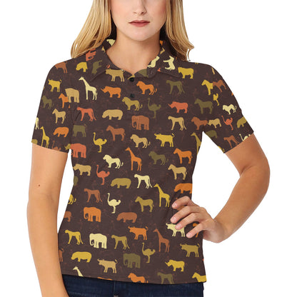 Safari Animal Print Design LKS301 Women's Polo Shirt