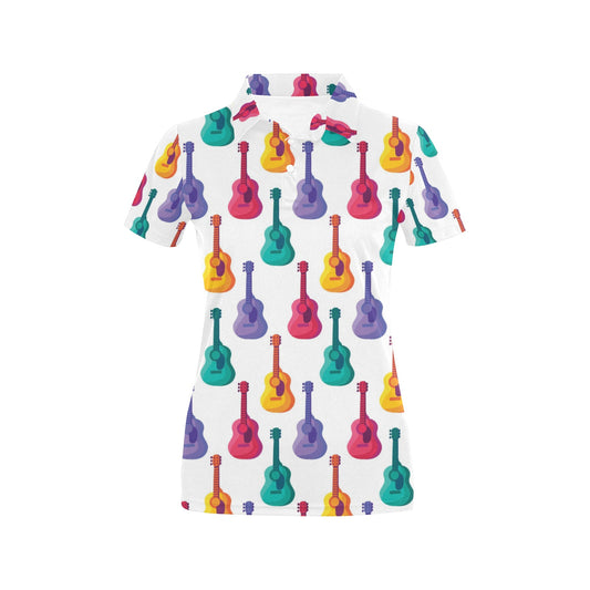 Acoustic Guitar Print Design LKS406 Women's Polo Shirt