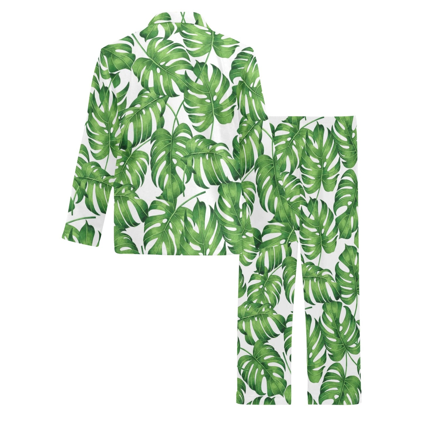 Palm Leaves Pattern Print Design PL08 Men's Long Pajama Set