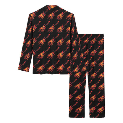 Electric Guitar Print Design LKS406 Women's Long Pajama Set