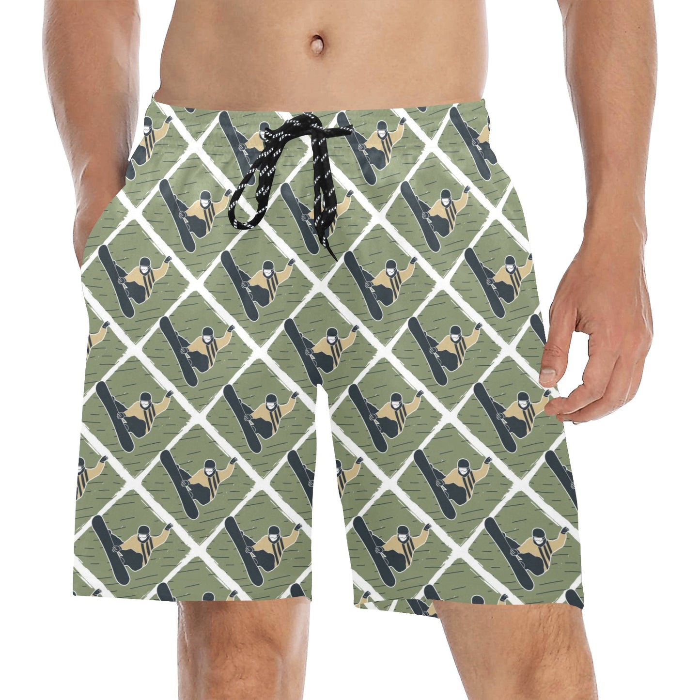 Snowboard Man Print Design LKS302 Men's Swim Trunks Beach Shorts