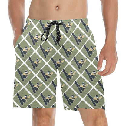 Snowboard Man Print Design LKS302 Men's Swim Trunks Beach Shorts