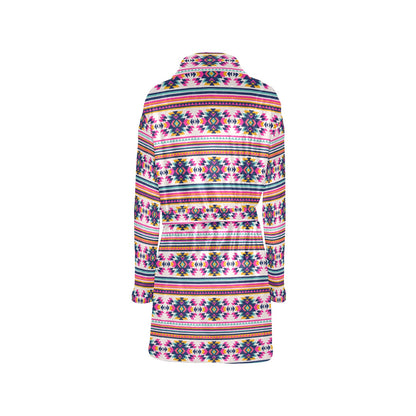Indian Navajo Neon Themed Design Print Women's Fleece Robe