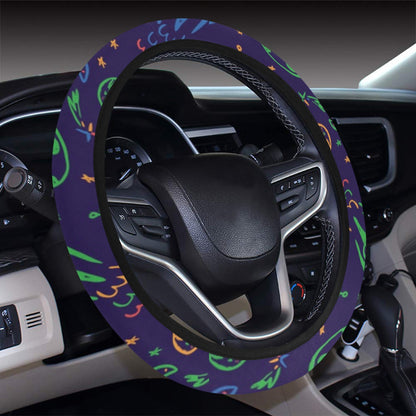 UFO Space Rocket Print Design LKS302 Steering Wheel Cover with Elastic Edge