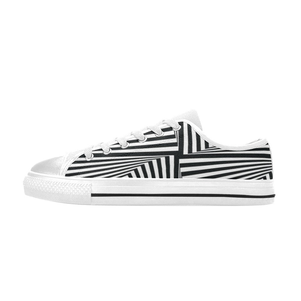 Vortex Print Design LKS302 Women's White Low Top Shoes