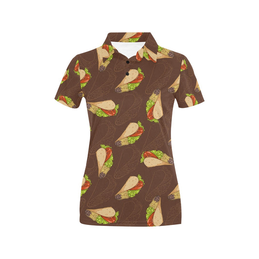 Taco Pattern Print Design TC08 Women's Polo Shirt