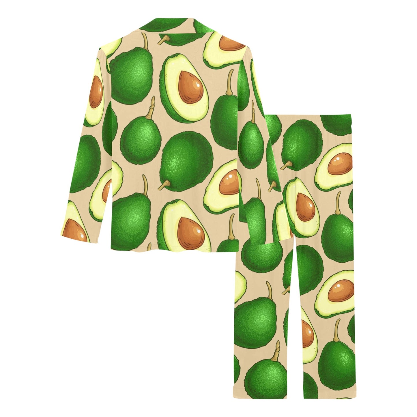 Avocado Pattern Print Design AC010 Women's Long Pajama Set