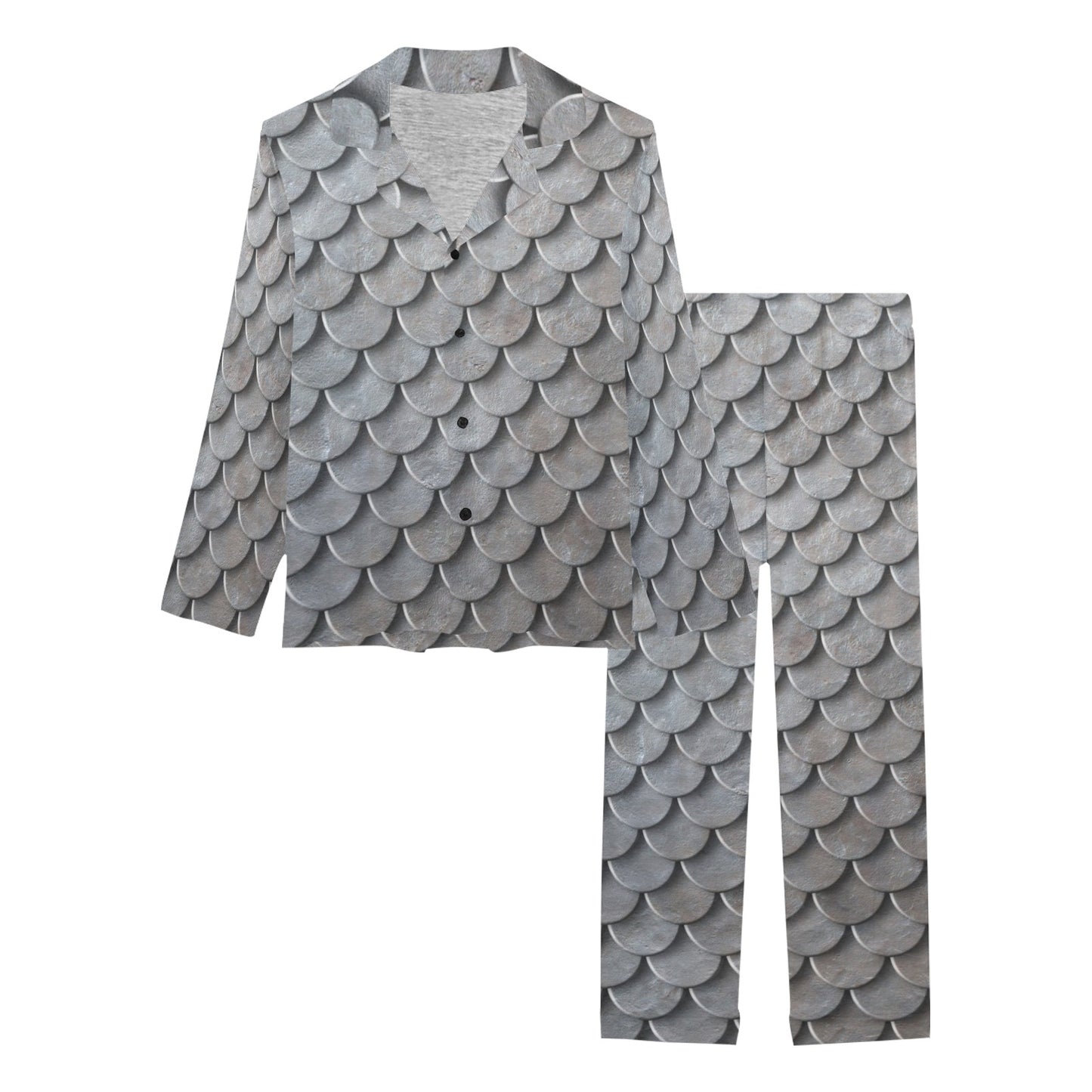 Armor Scales Pattern Print Design 03 Women's Long Pajama Set