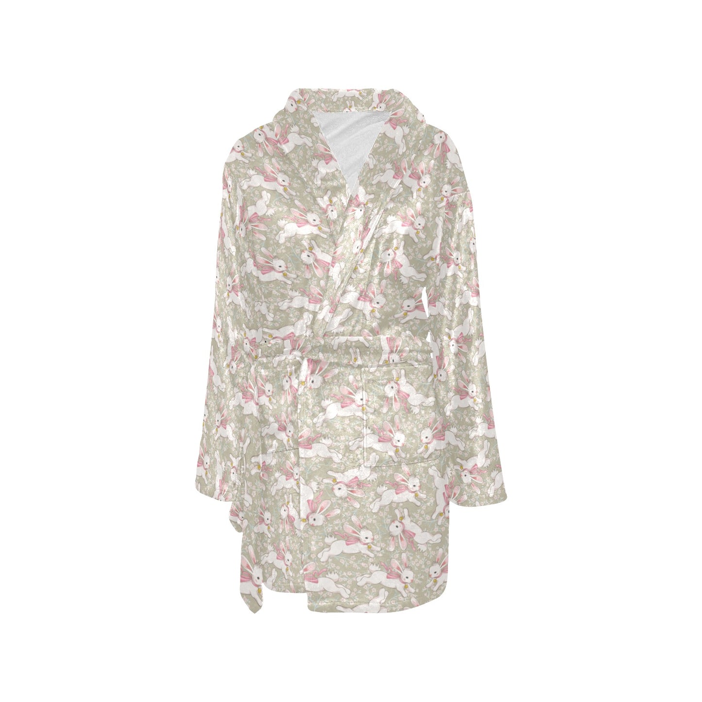 Bunny Pattern Print Design 06 Women's Fleece Robe