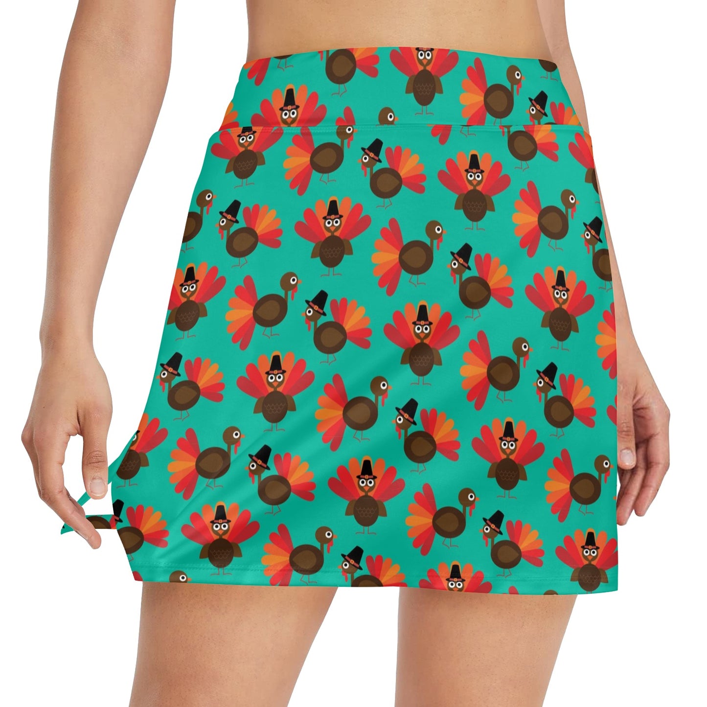 Thanksgiving Print Design LKS307 17" Golf & Pickleball Skort with Pockets