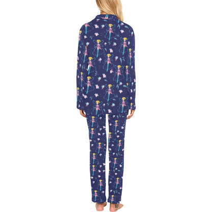 Fairy Cartoon Style Print Pattern Women's Long Pajama Set