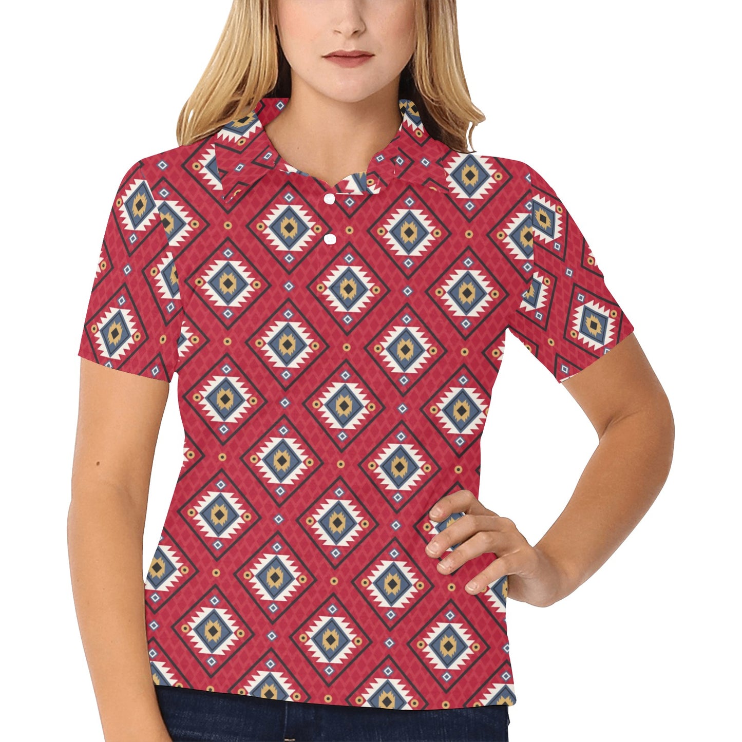 Aztec Pattern Print Design 10 Women's Polo Shirt