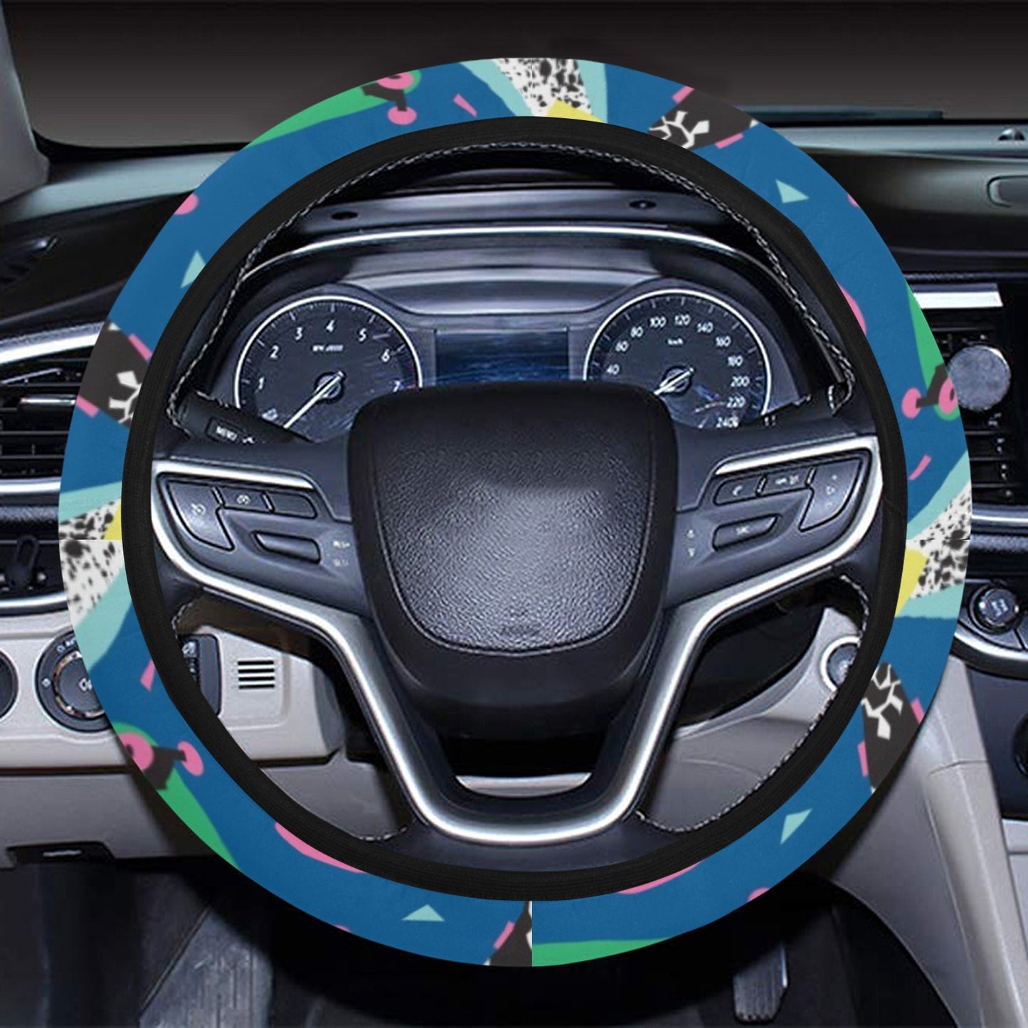 Skateboard Print Design LKS302 Steering Wheel Cover with Elastic Edge