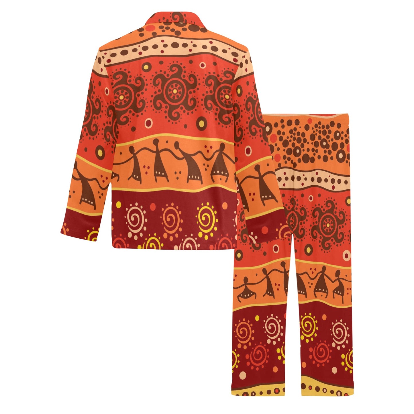 African Pattern Print Design 04 Men's Long Pajama Set