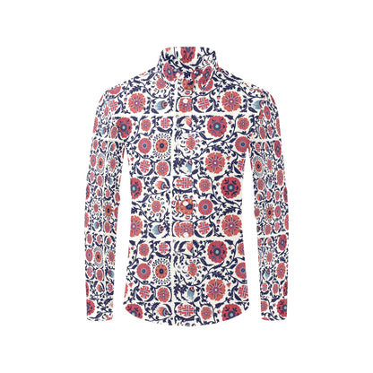 Suzani Print Design LKS304 Men's Long Sleeve Dress Shirt