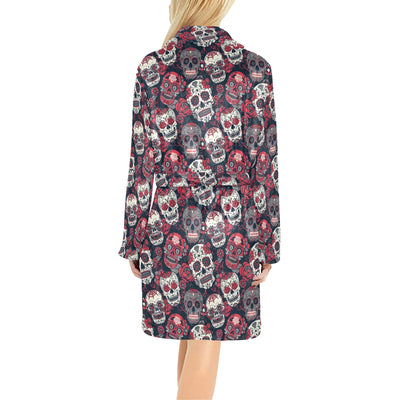 Sugar Skull Print Design LKS303 Women's Fleece Robe