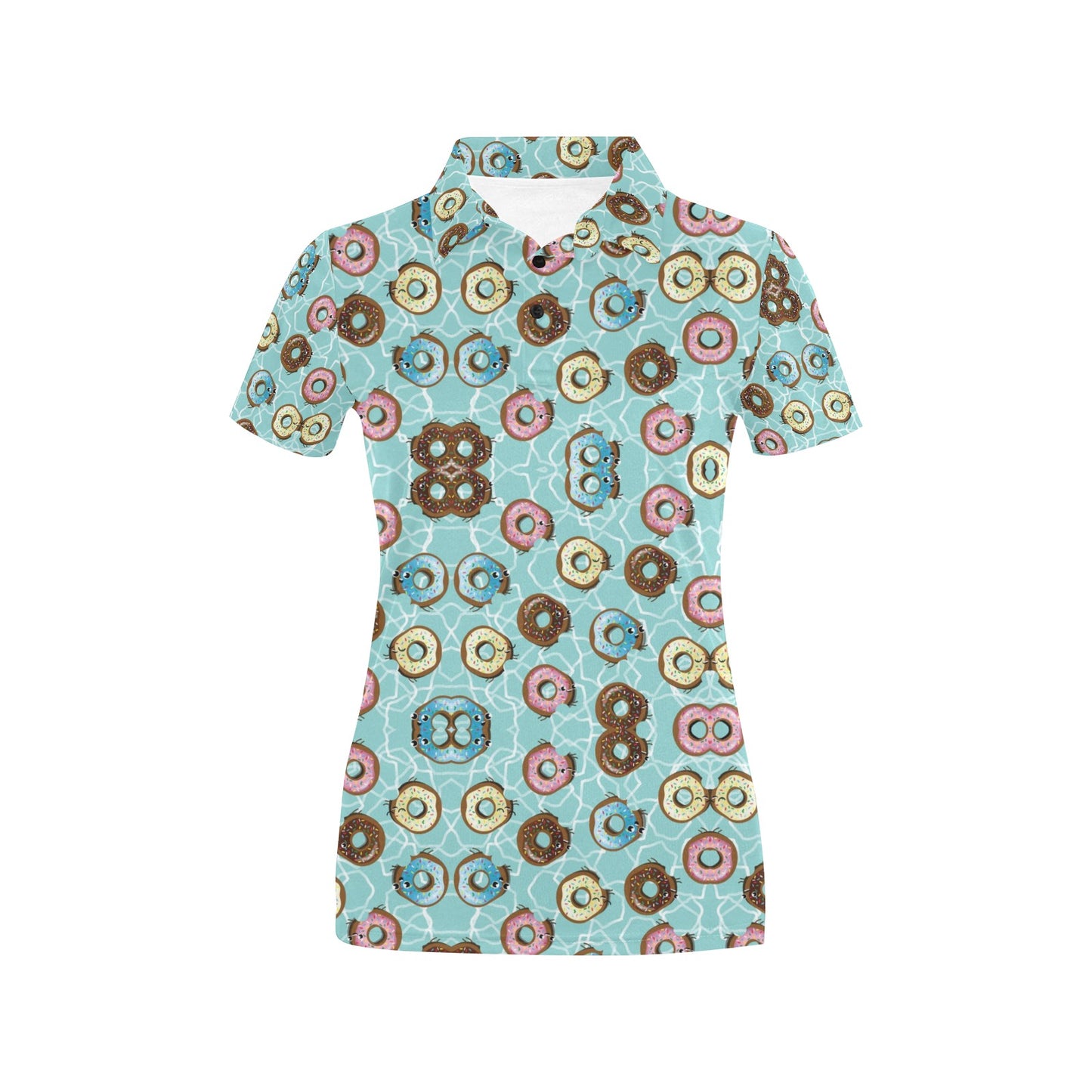 Emoji Donut Print Pattern Women's Polo Shirt