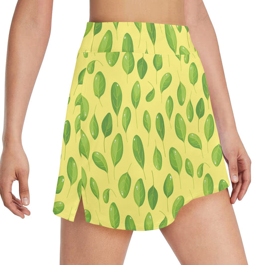 Spinach Print Design LKS302 17" Golf & Pickleball Skort with Pockets