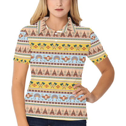 Native American Pattern Design Print Women's Polo Shirt