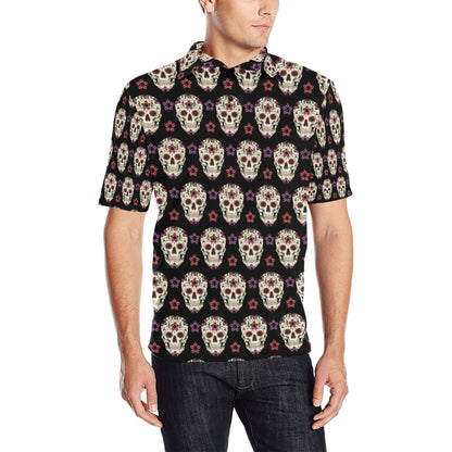 Sugar Skull Print Design LKS304 Men Polo Shirt