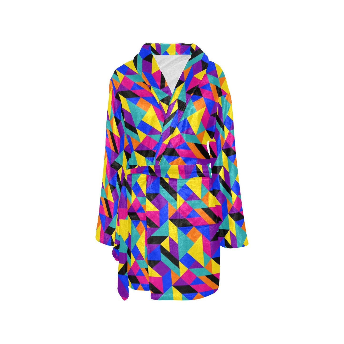 90s Colorful Pattern Print Design 1 Women's Fleece Robe