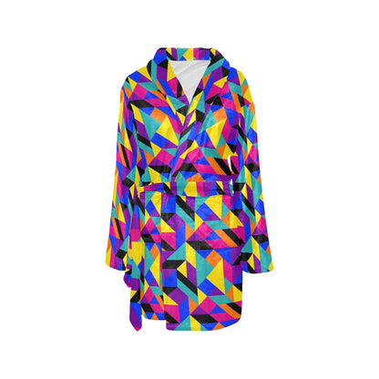 90s Colorful Pattern Print Design 1 Women's Fleece Robe
