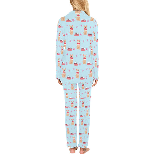 Chihuahua Pattern Print Design 05 Women's Long Pajama Set