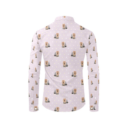 Yorkshire Terriers Print Design LKS302 Men's Long Sleeve Dress Shirt