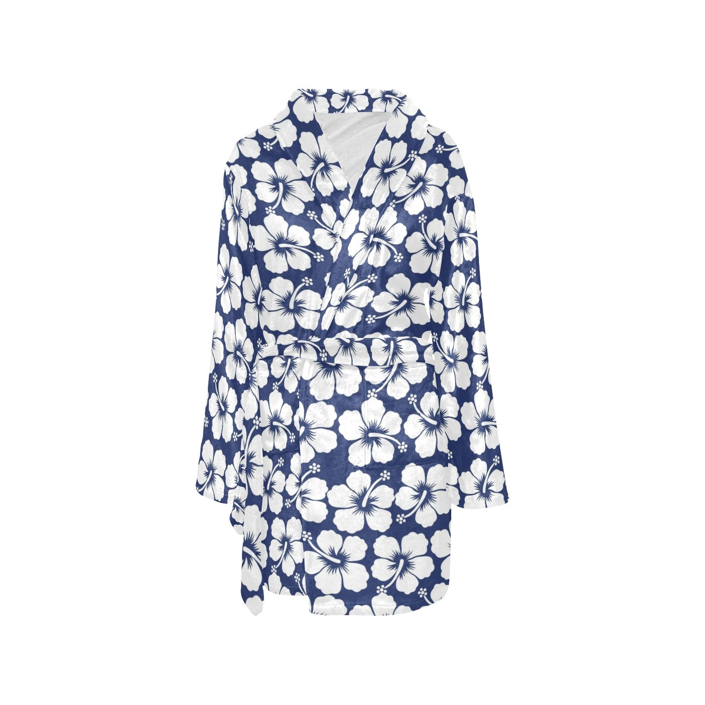 Hibiscus Pattern Print Design HB013 Women's Fleece Robe