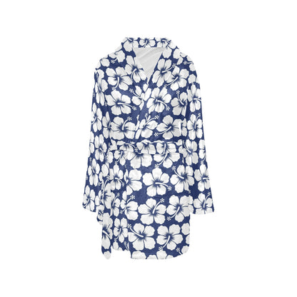 Hibiscus Pattern Print Design HB013 Women's Fleece Robe