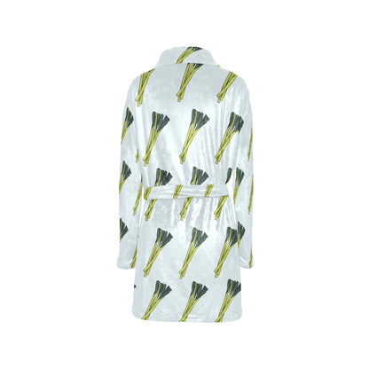 Leek Pattern Print Design 03 Women's Fleece Robe