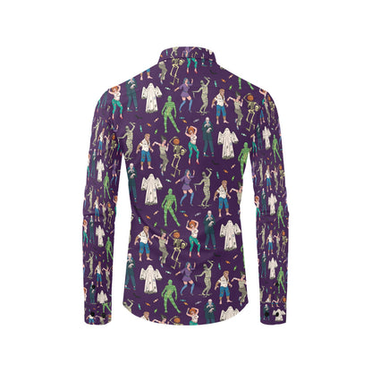 Creepy Zombie Print Design LKS302 Men's Long Sleeve Dress Shirt