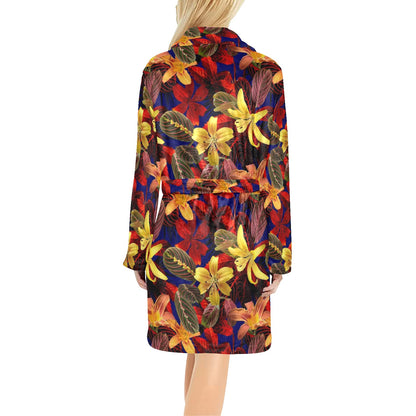 Lily Pattern Print Design LY014 Women's Fleece Robe