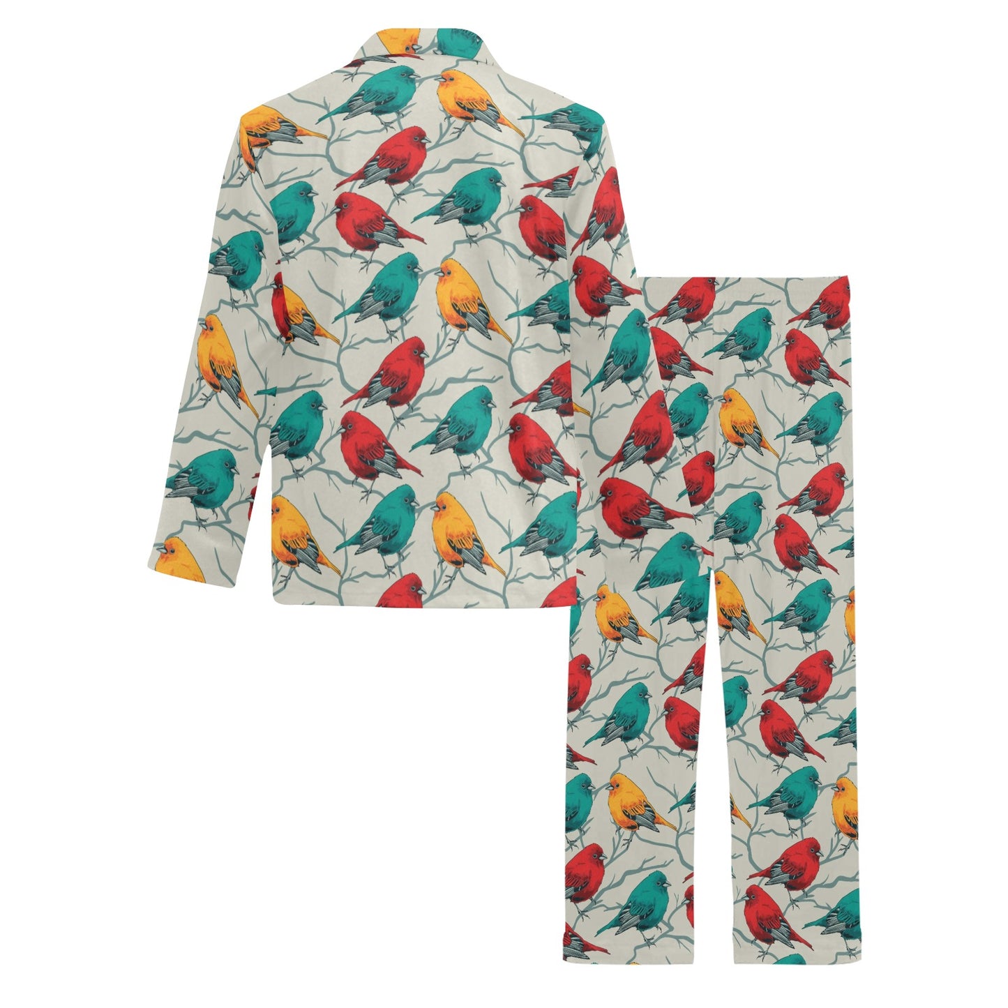 Birds Pattern Print Design 04 Men's Long Pajama Set