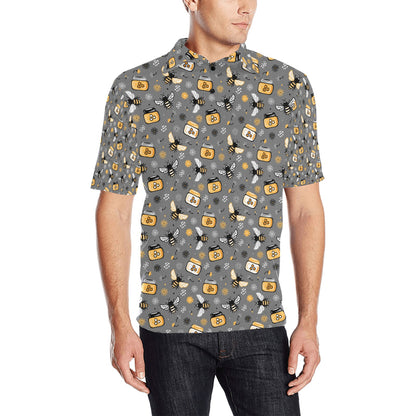 Honey Bee Print Design LKS301 Men Polo Shirt