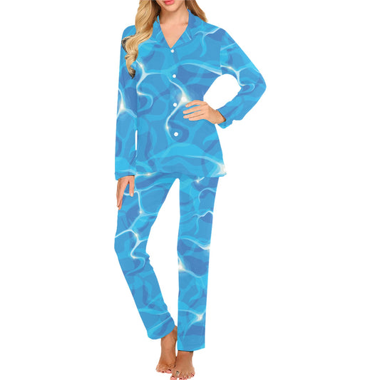 Ocean Reflex Pattern Print Design A02 Women's Long Pajama Set