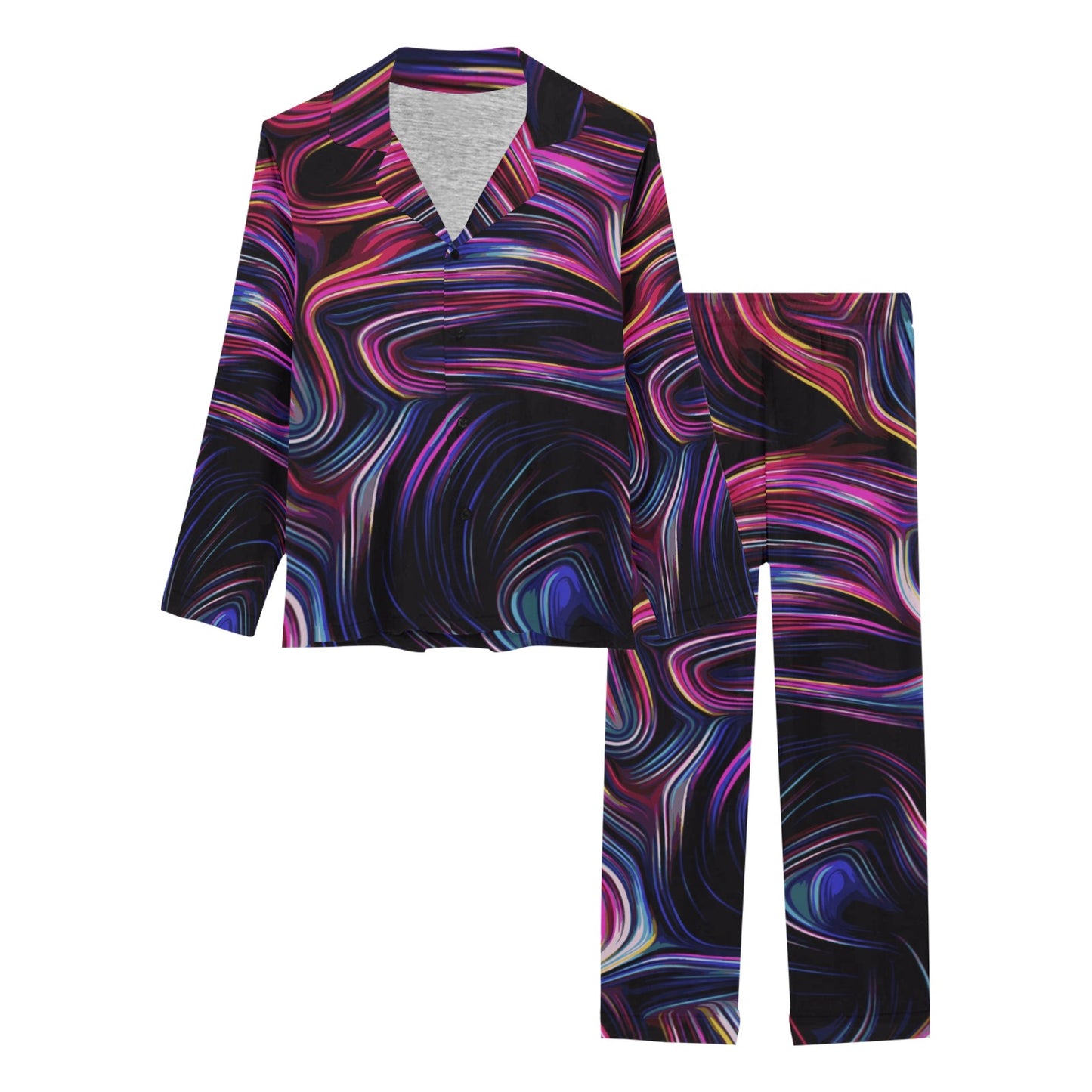 Liquid Pattern Print Design 01 Women's Long Pajama Set