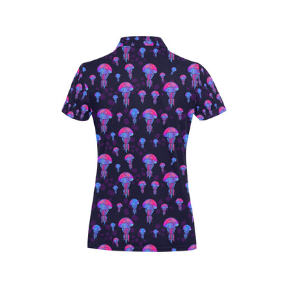 Jellyfish Neon Print Women's Polo Shirt