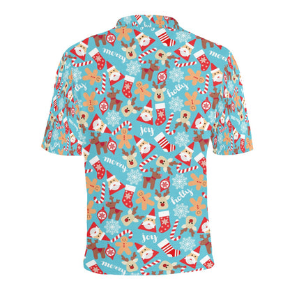 Santa Christmas Themed Print Design LKS306 Men Polo Shirt