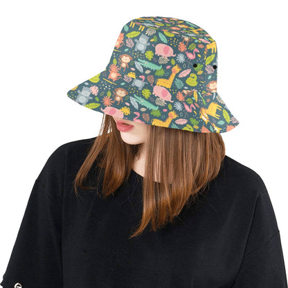 Safari Animal Cartoon Print Design LKS305 Unisex Bucket Hat