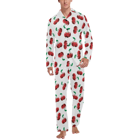 Cherry Pattern Print Design 01 Men's Long Pajama Set