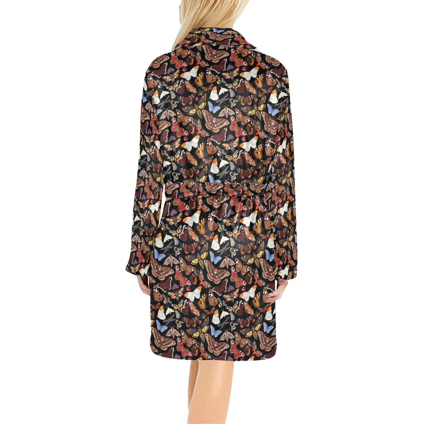 Butterfly Pattern Print Design 08 Women's Fleece Robe
