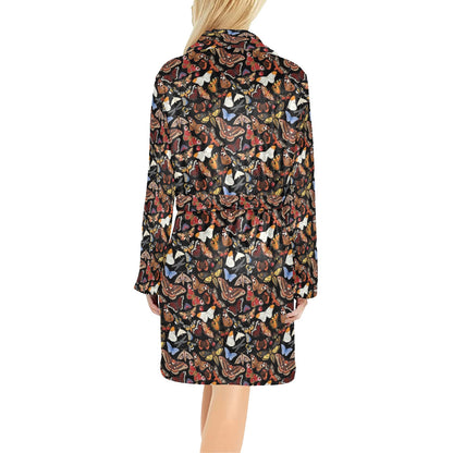 Butterfly Pattern Print Design 08 Women's Fleece Robe