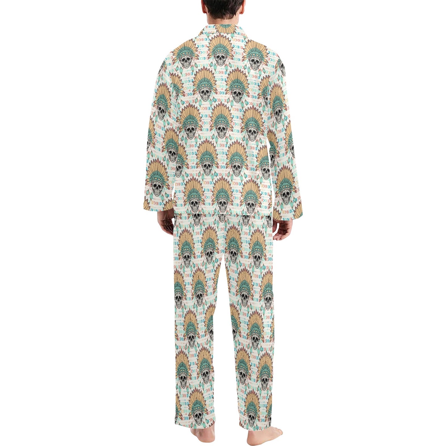 Boho Pattern Print Design 04 Men's Long Pajama Set
