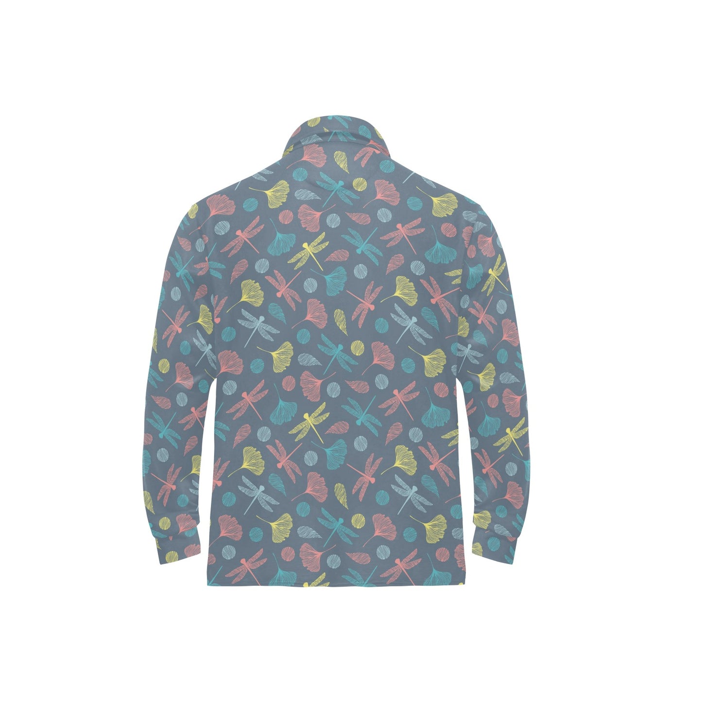 Dragonfly Print Design LKS403 Long Sleeve Polo Shirt For Men's
