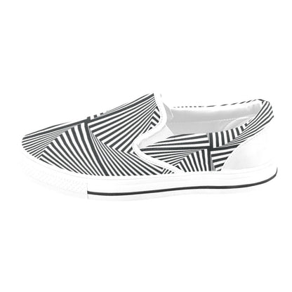 Vortex Print Design LKS302 White Slip Ons Canvas Women's Shoes