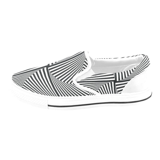 Vortex Print Design LKS302 White Slip Ons Canvas Women's Shoes